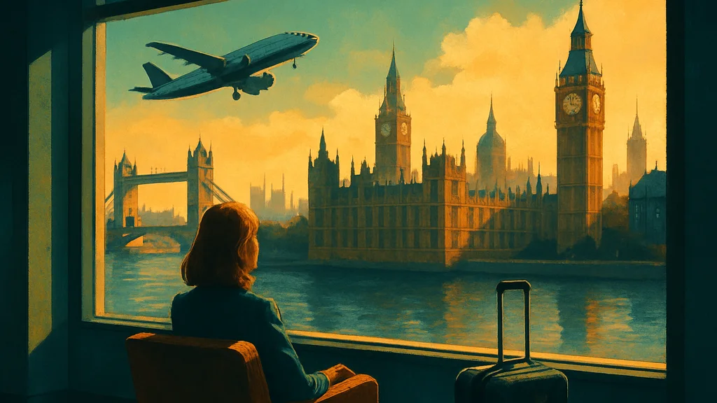 Original AI-generated travel illustration for: Aspire names London City Airport Lounge 09:LDN Suite