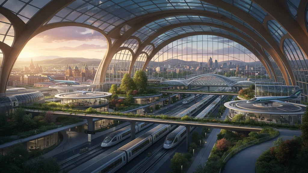 Original AI-generated travel illustration for: Leeds station set for biggest transformation in a generation as government backs city’s growth with a £303 million upgrade