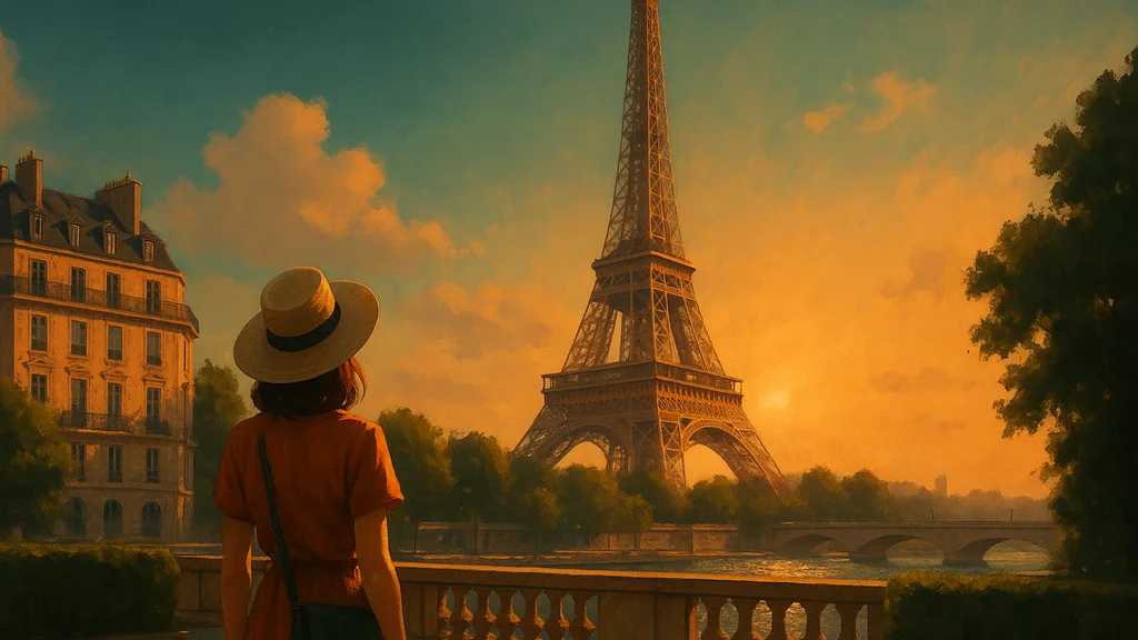 Original AI-generated travel illustration for: Louvre Closed, Travel Warnings Mount: What France’s Protests Mean for Tourists