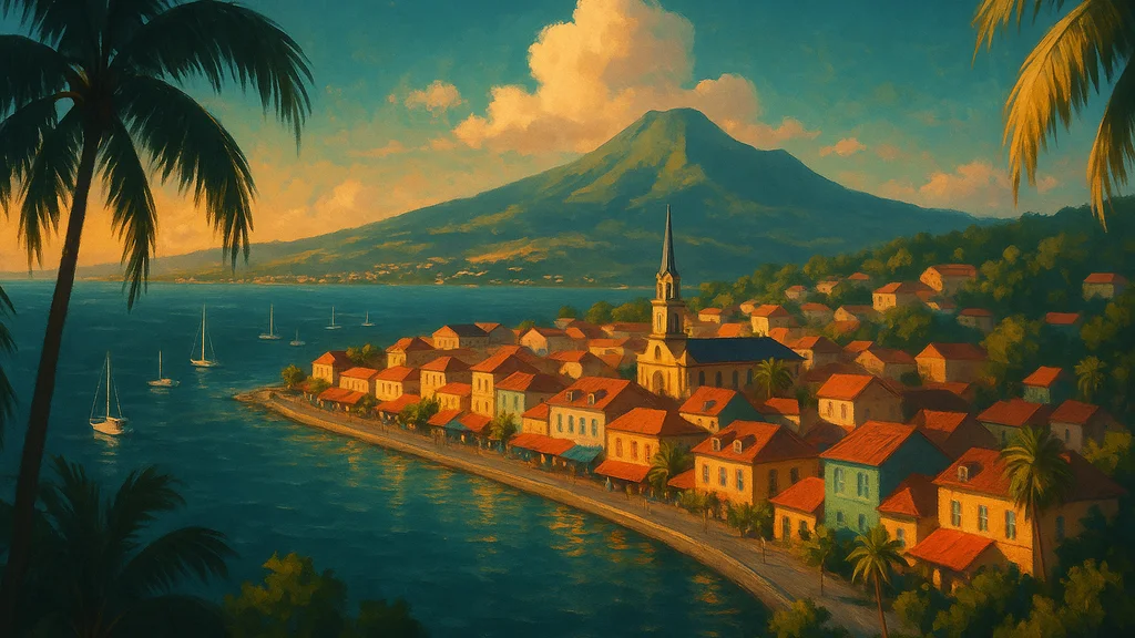 Original AI-generated travel illustration for: Martinique joins Villas of Distinction portfolio