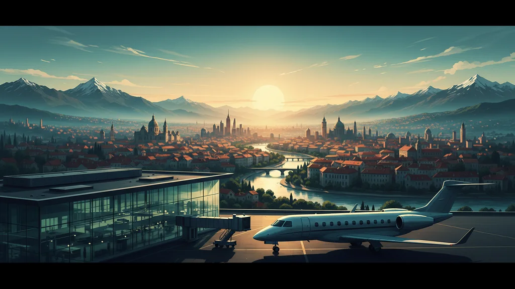 Original AI-generated travel illustration for: Embraer signs component support agreements with Austrian Airlines and Air Dolomiti