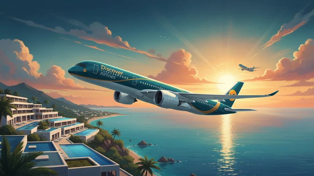 Original AI-generated travel illustration for: Discover Airlines Adding 13 Airbus A350s, Starting With Four Ex-Lufthansa Jets