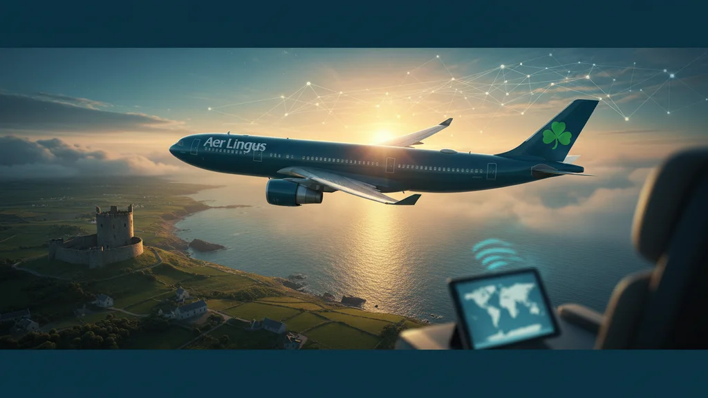 Original AI-generated travel illustration for: Aer Lingus Completes Free Starlink Wi-Fi Rollout On Long Haul Fleet
