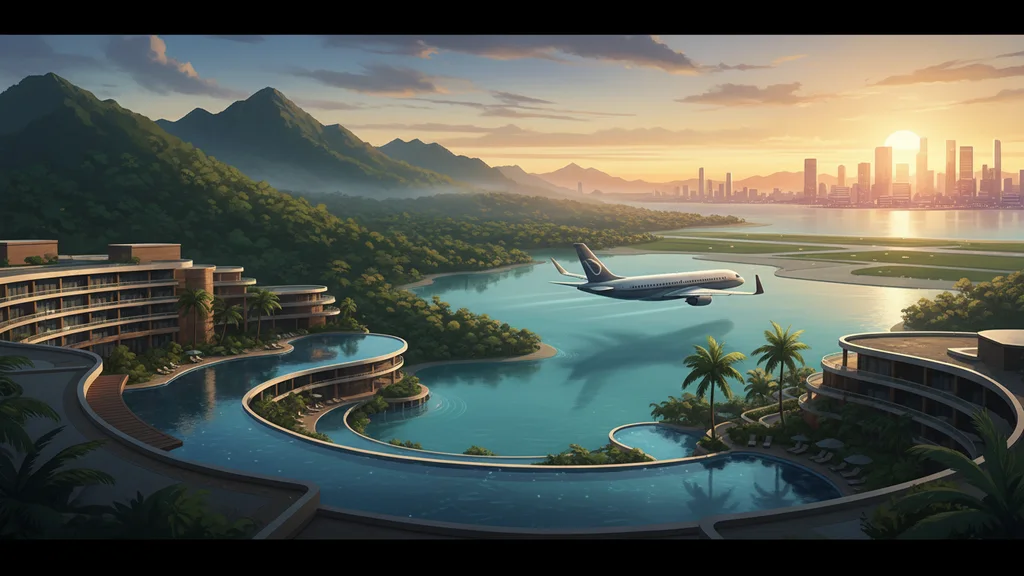 Original AI-generated travel illustration for: Hyatt Raises Outlook, but Its All-Inclusives Lag