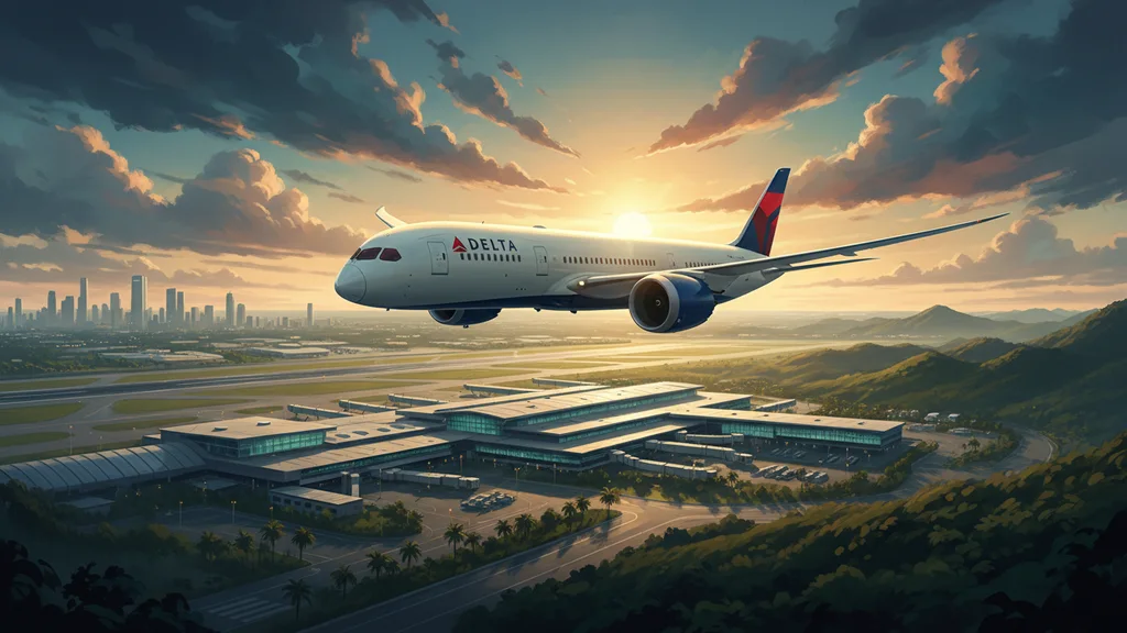 Original AI-generated travel illustration for: Heathrow Airport Terminal Shake-Up: Delta & Virgin Atlantic Are The Losers