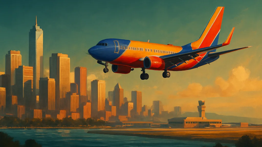 Original AI-generated travel illustration for: Southwest Airlines Slashes 2026 Profit Guidance on Higher Fuel Bills
