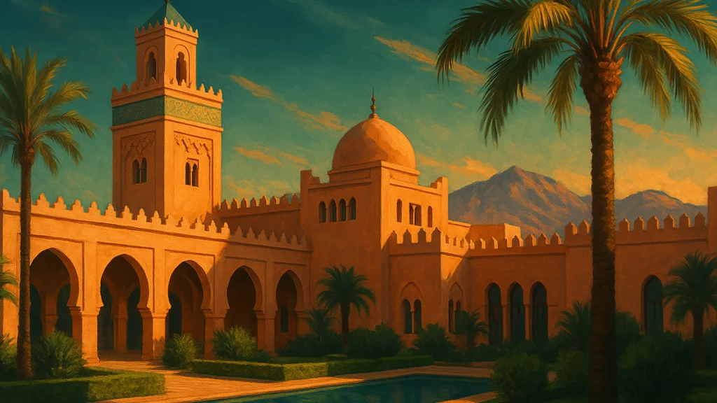 Original AI-generated travel illustration for: Morocco accelerates hotel investment ahead of 2030 World Cup