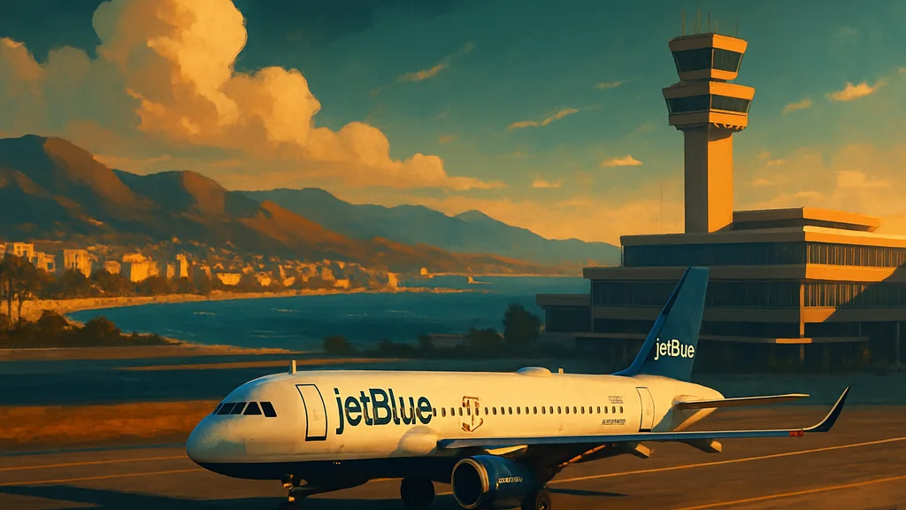 Original AI-generated travel illustration for: Buy JetBlue TrueBlue Points With Up To 120% Bonus (1.47 Cents Each): Worth It?