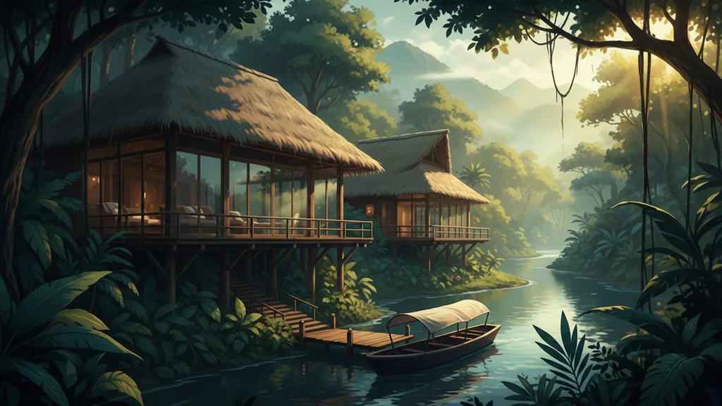 Original AI-generated travel illustration for: Rainforest Expeditions to open Kuaii Amazonas in the Peruvian Amazon in 2027